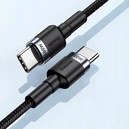 USB-C Data en Oplaadkabel - USB-C Baseus Cafule, 100W, 2m, Grijs CATKLF-BLG1
