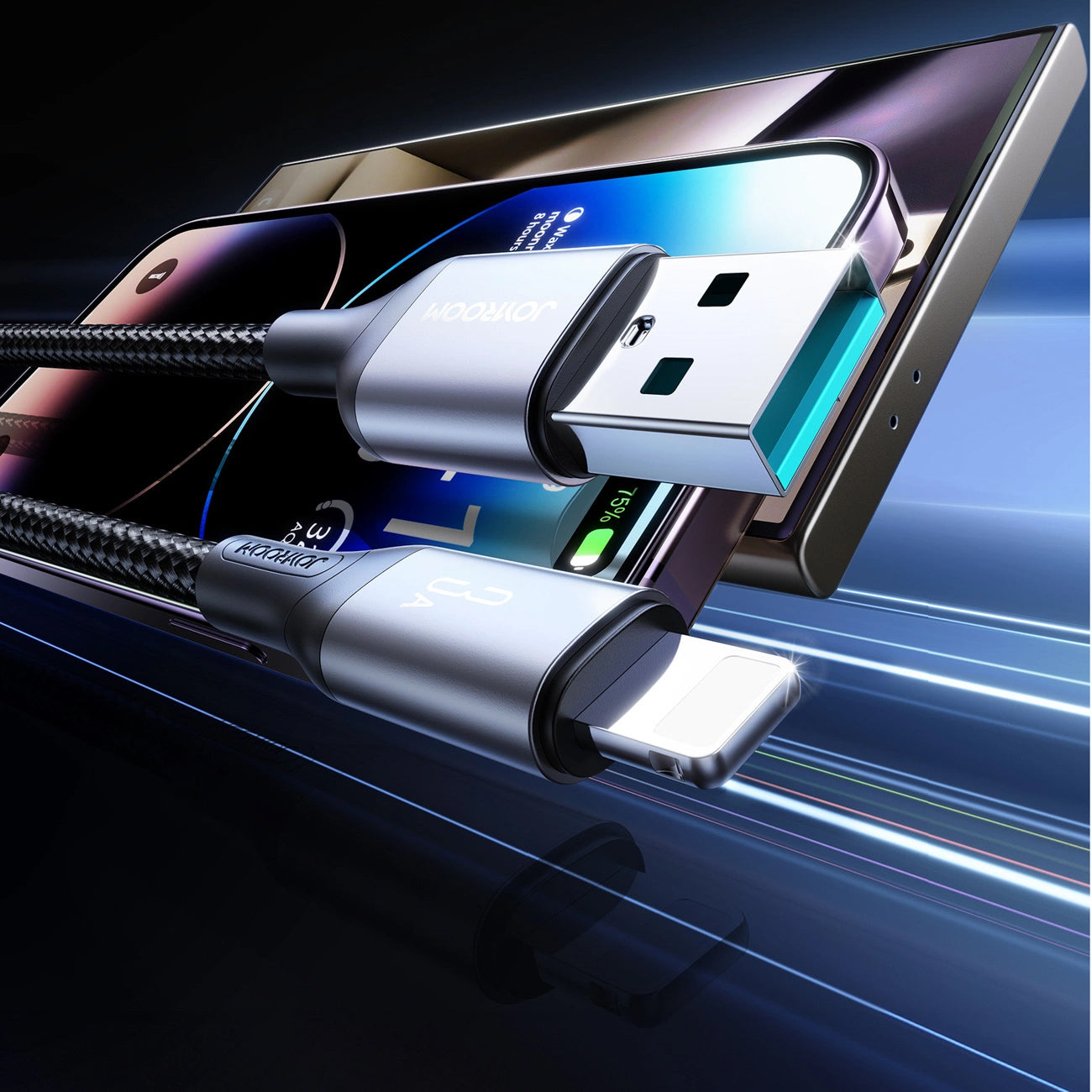 USB-A - Lightning Joyroom S-A28 Flash Data- en Oplaadkabel, 18W, 2m, Zwart
