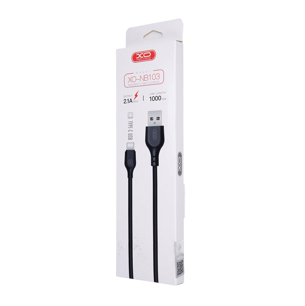 USB-A - USB-C Data- en Oplaadkabel XO Design NB103, 18W, 1m, Zwart