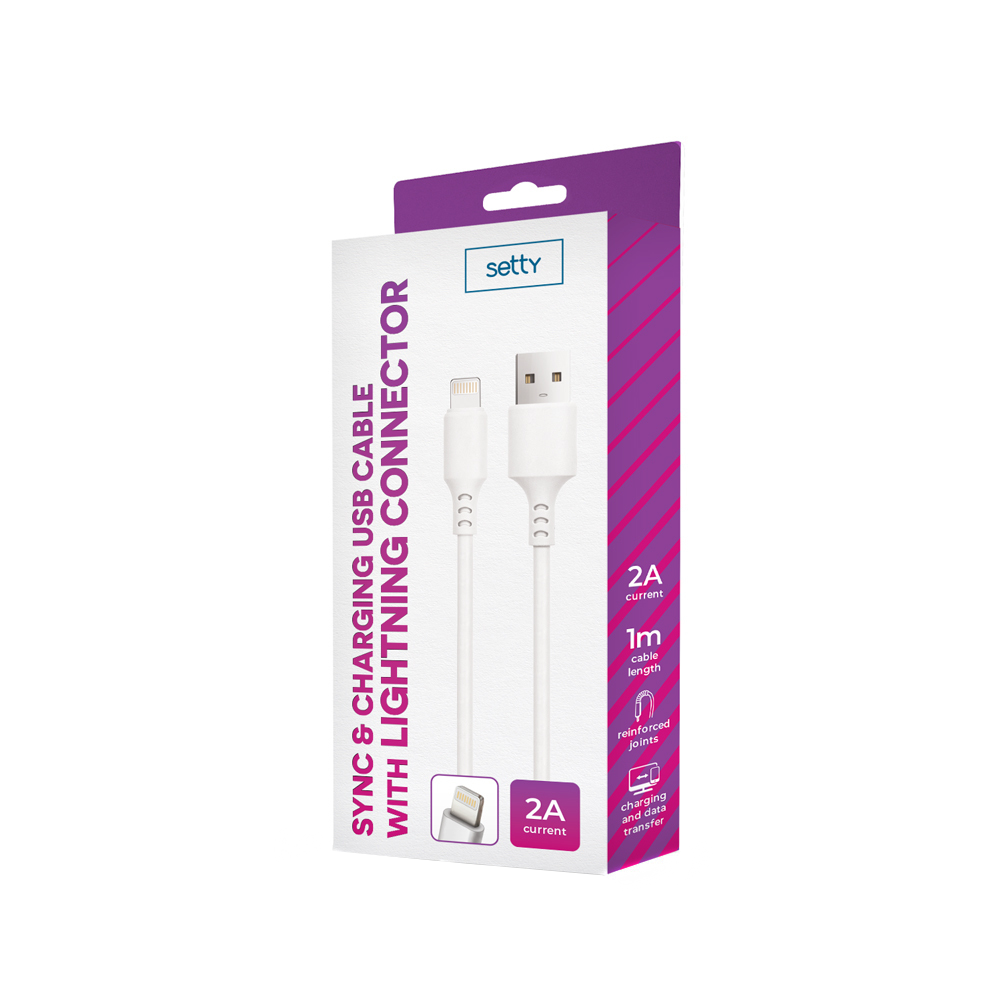 Data- en Oplaadkabel USB-A - Lightning Setty, 18W, 1m, Wit