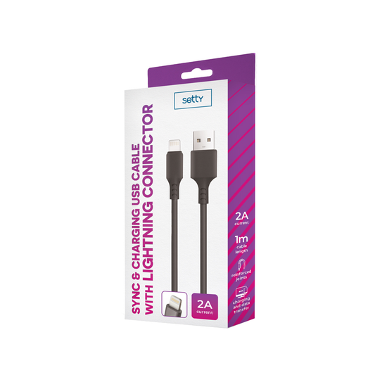 Data- en Oplaadkabel USB-A - Lightning Setty, 18W, 1m, Zwart