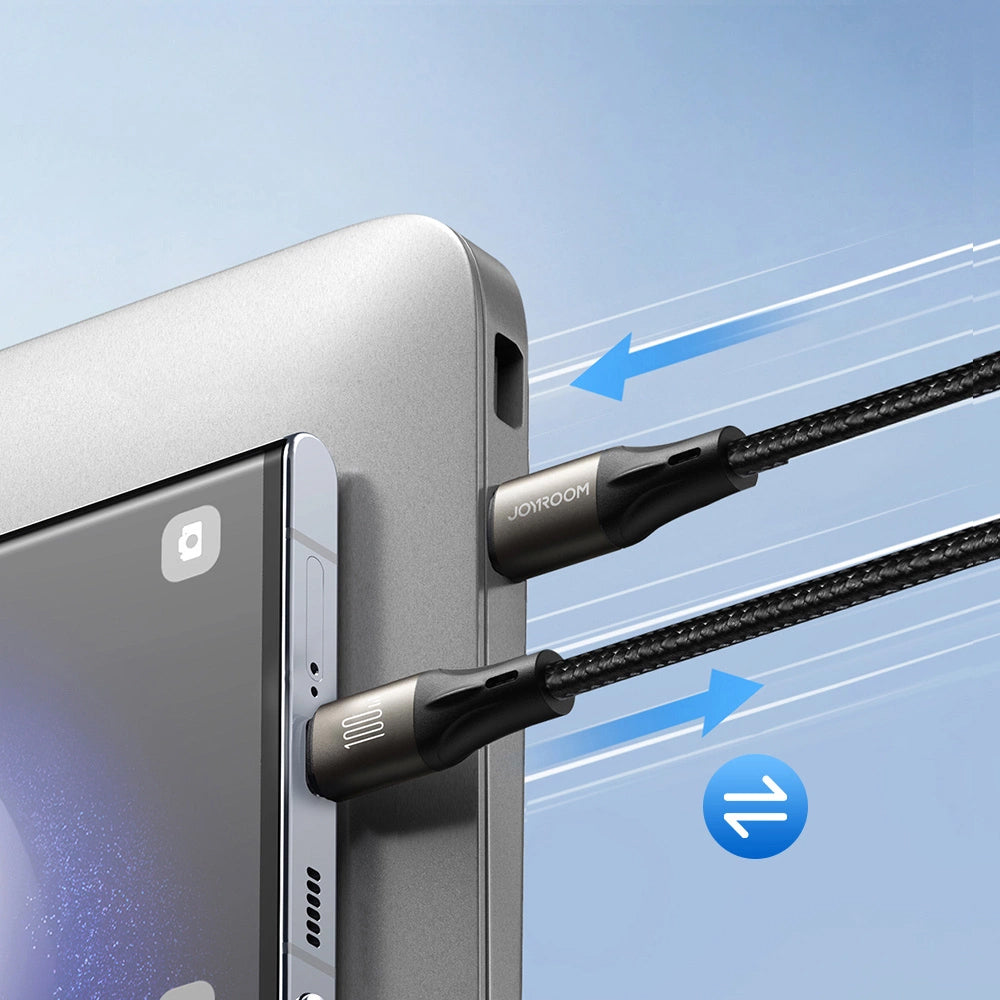 USB-C Data- en Oplaadkabel - USB-C Joyroom S-A25 Light-Speed, 100W, 1.2m, Zwart