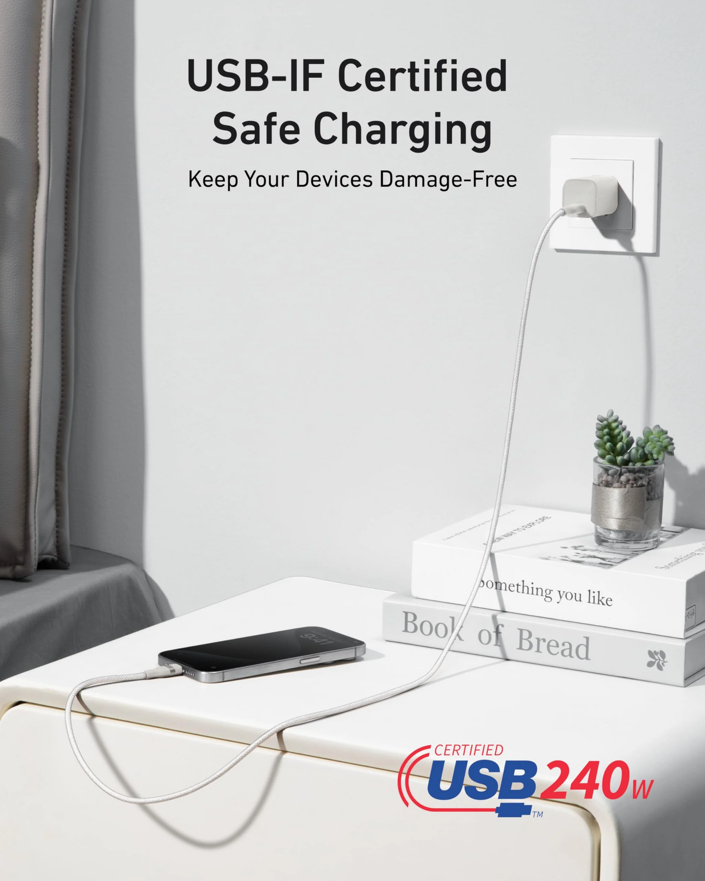 USB-C Data- en Oplaadkabel - USB-C Anker, 240W, 1.8m, Wit A82E2H22