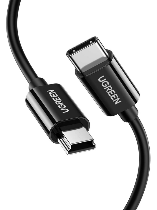 USB-C - miniUSB Data- en Oplaadkabel UGREEN US242, 18W, 1m, Zwart