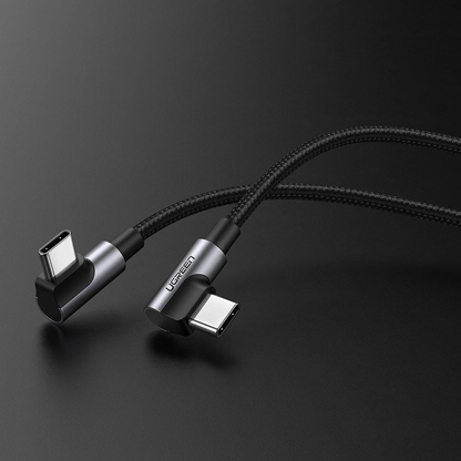USB-C Data- en Oplaadkabel - USB-C UGREEN US323 Angled, 60W, 2m, Zwart