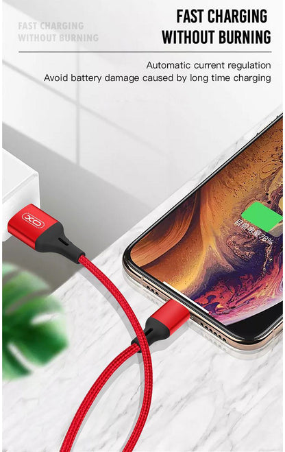 Data- en Oplaadkabel USB-A - microUSB XO Design NB143, 18W, 2m, Rood