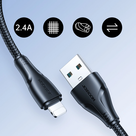 USB-A - Lightning Data- en Oplaadkabel Joyroom S-A11, 18W, 1.2m, Zwart