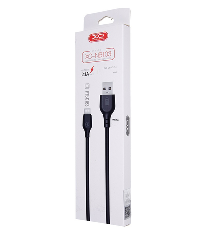 USB-A - USB-C Data- en Oplaadkabel XO Design NB103, 18W, 2m, Zwart