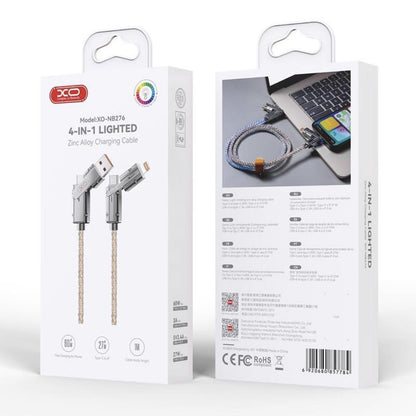 Data- en Oplaadkabel USB-C / USB-A - USB-C / Lightning XO Design NB276, 60W, 1m, Gri
