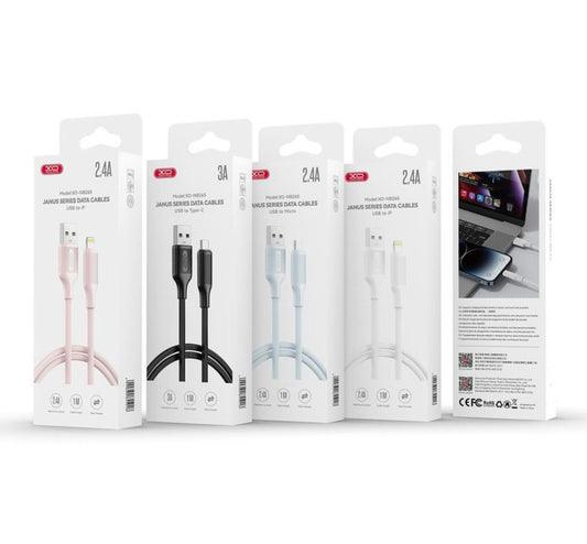 Data- en Oplaadkabel USB-A - USB-C XO Design NB265, 18W, 1m, Roze
