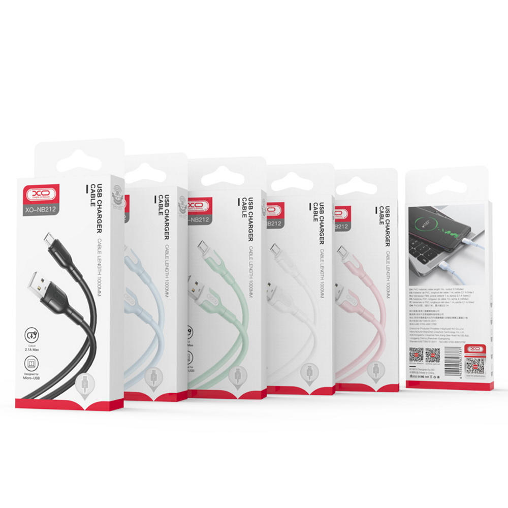 USB-A - Lightning data- en oplaadkabel XO Design NB212, 18W, 1m, Wit 