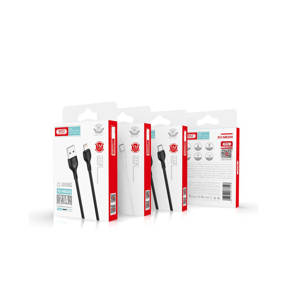 Data- en Oplaadkabel USB-A - USB-C XO Design NB200, 10W, 1m, Wit