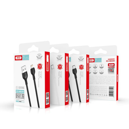 USB-A - Lightning Data en Oplaadkabel XO Design NB200, 10W, 1m, Wit