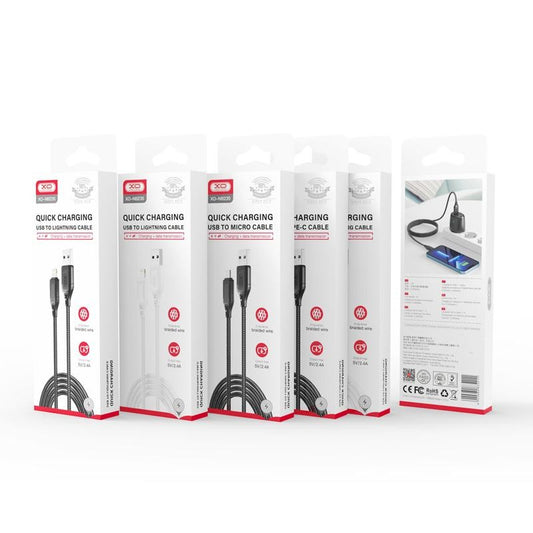 Data- en Oplaadkabel USB-A - microUSB XO Design NB235, 18W, 1m, Zwart