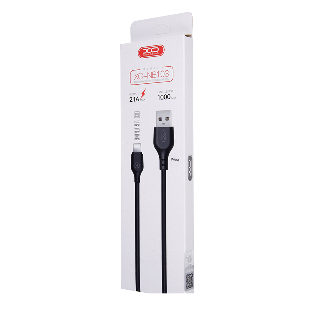 Data- en oplaadkabel USB-A - Lightning XO Design NB103, 18W, 1m, Wit 