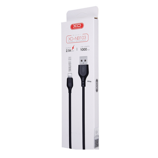 Data- en oplaadkabel USB-A - Lightning XO Design NB103, 18W, 1m, Wit 