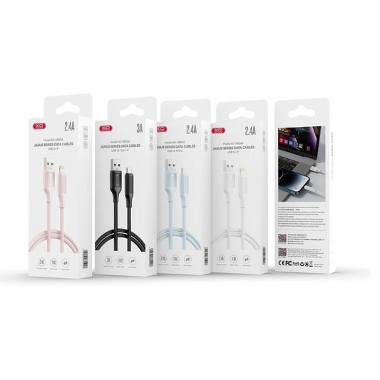 USB-A - USB-C Data- en Oplaadkabel XO Design NB265, 18W, 1m, Wit