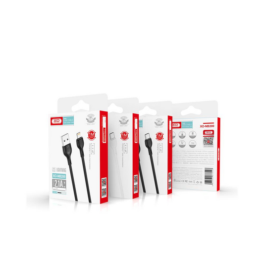 Data- en Oplaadkabel USB-A - Lightning XO Design NB200, 10W, 1m, Zwart