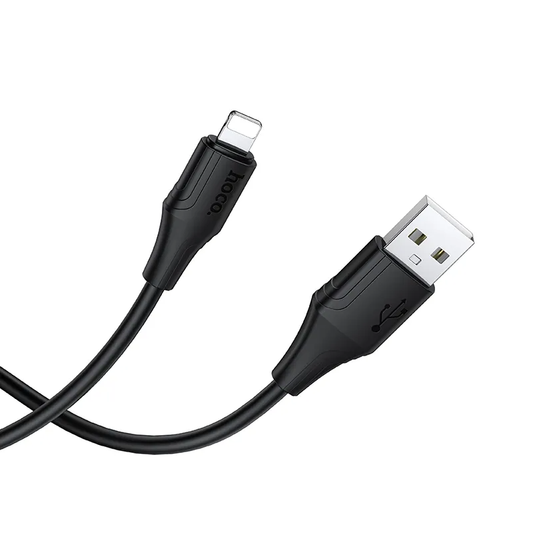 USB-A - Lightning HOCO X124 Gegevens- en Oplaadkabel, 18W, 1m, Zwart