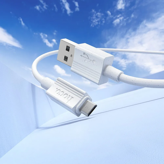 USB-A - microUSB HOCO X107 datakabel en oplaadkabel, 18W, 1m, wit