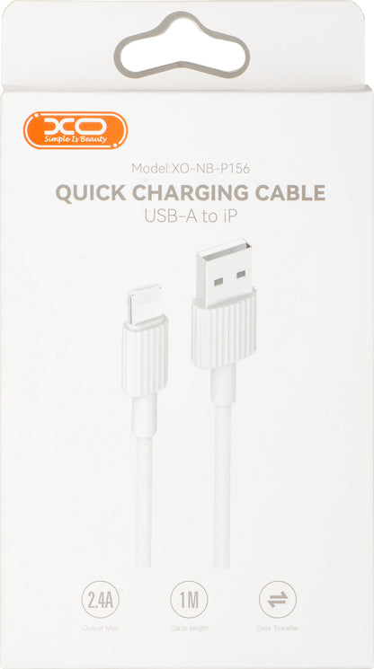 Data- en Oplaadkabel USB-A - Lightning XO Design NB156, 18W, 1m, Wit