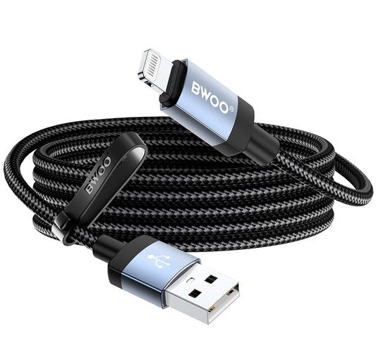USB-A - Lightning Data- en Oplaadkabel BWOO BO-X401L, 18W, 1m, Zwart