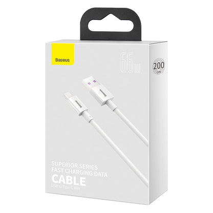 Data and Charging Cable USB-A - USB-C Baseus Superior Series, 66W, 2m, White CATYS-A02