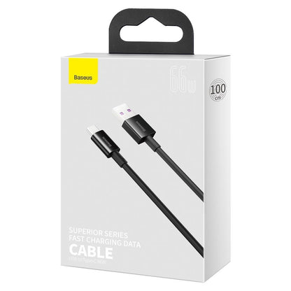 Data and Charging Cable USB-A - USB-C Baseus Superior Series, 66W, 1m, Black CATYS-01