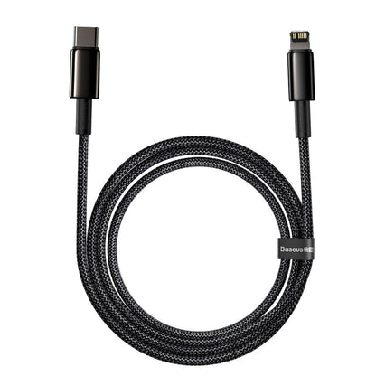 Data- en oplaadkabel USB-C - Lightning Baseus Tungsten Tungsten Gold, 20W, 2m, zwart CATLWWJ-A01