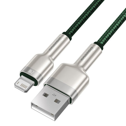 USB-A - Lightning Data en Oplaadkabel Baseus Cafule Metal Series, 18W, 2m, Groen CALJK-B06