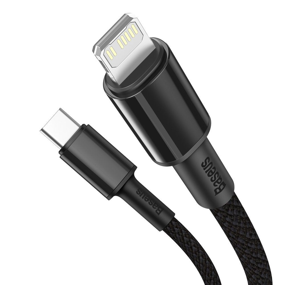 Baseus Gevlochten USB-C - Lightning Data- en oplaadkabel met hoge dichtheid, 20W, 1m, Zwart CATLGD-01