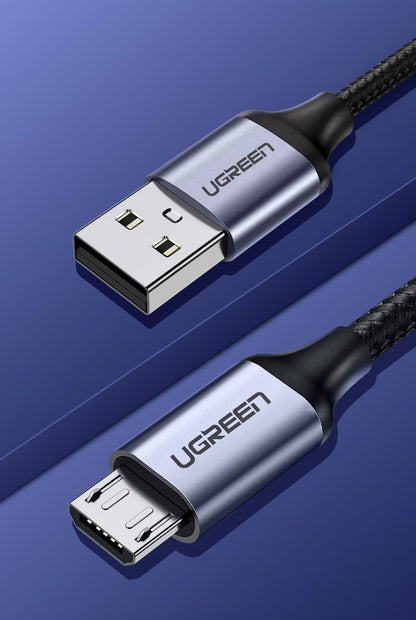 USB-A - microUSB Data en Oplaadkabel UGREEN US290, 18W, 1.5m, Zwart