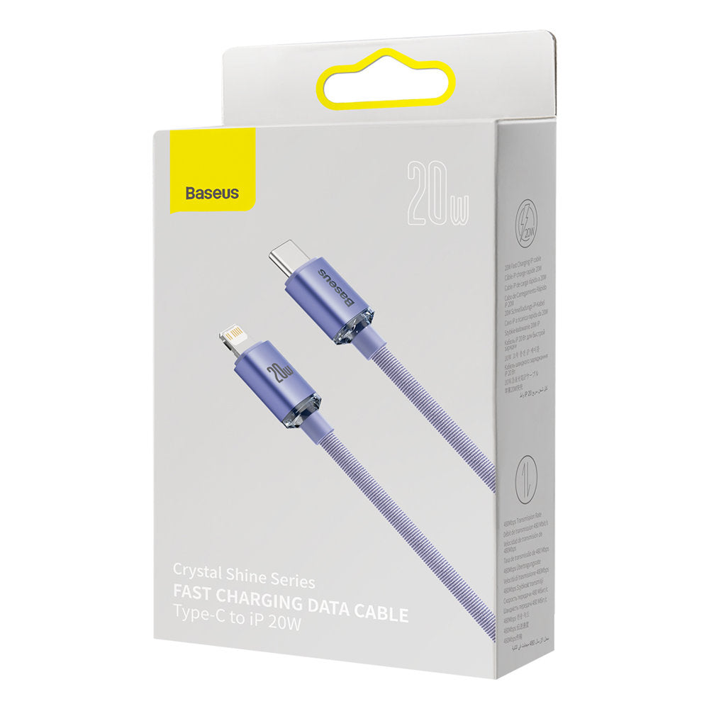 USB-C - Lightning Data- en Oplaadkabel Baseus Crystal Shine Series, 20W, 2m, Paars CAJY000305