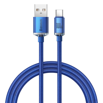 Data and Charging Cable USB-A - USB-C Baseus Crystal Shine Series, 100W, 1.2m, Blue CAJY000403