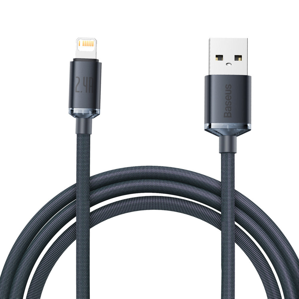 USB-A Data and Charging Cable - Lightning Baseus Crystal Shine Series, 18W, 2m, Black CAJY000101