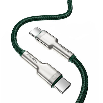 Data and Charging Cable USB-C - USB-C Baseus Coffee Metal Series, 100W, 2m, Green CATJK-D06