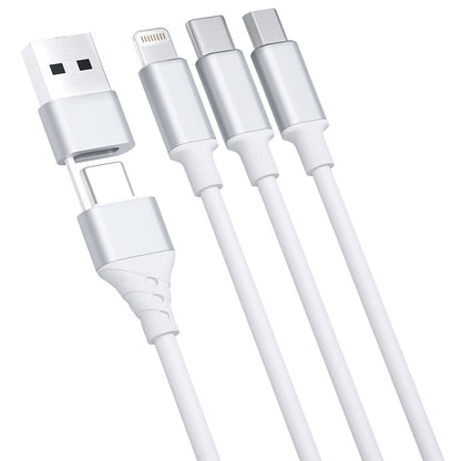 USB-A / USB-C - Lightning / microUSB / USB-C 3MK Hyper 3in1 Oplaadkabel, 12W, 1.5m, Wit