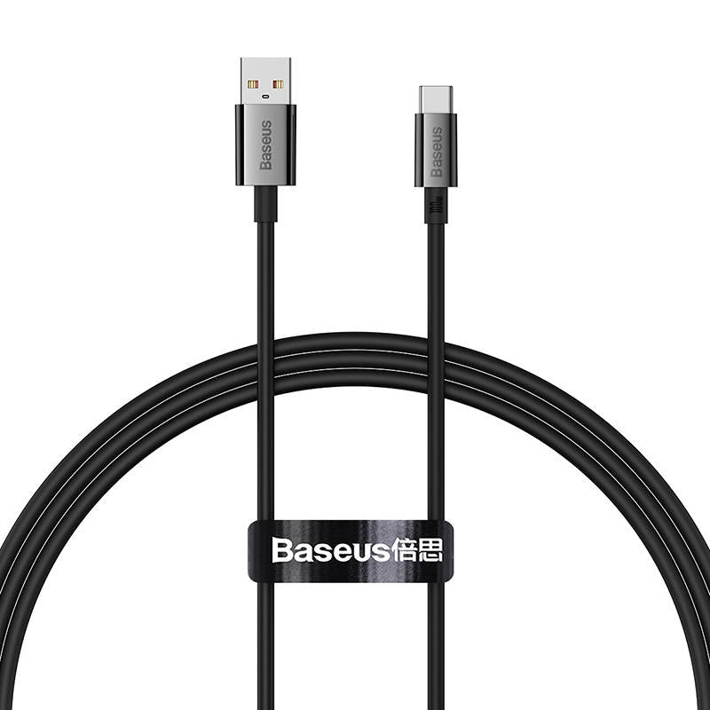 Baseus Superior-serie USB-A naar USB-C data- en oplaadkabel, 100W, 1m, Zwart 