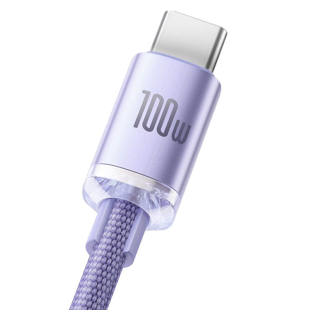 Data and Charging Cable USB-A - USB-C Baseus Crystal Shine Series, 100W, 1.2m, Purple CAJY000405