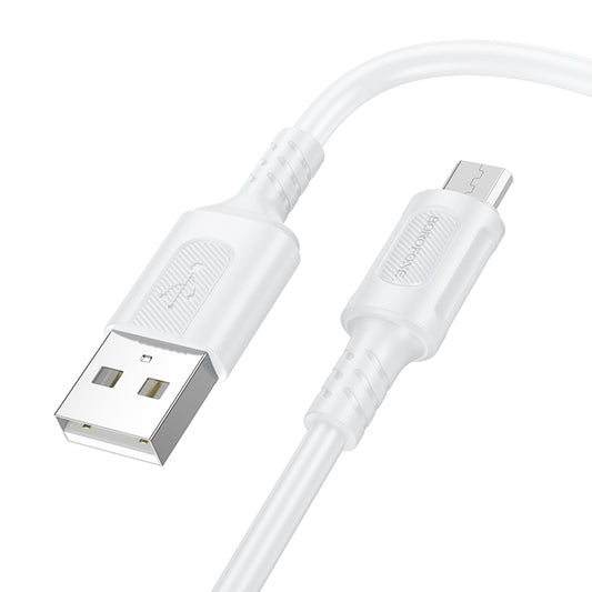 Data- en oplaadkabel USB-A - microUSB Borofone BX111 Feliz, 18W, 1m, Wit 