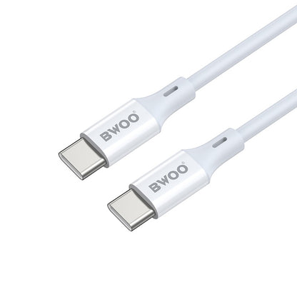 Data- en Oplaadkabel USB-C - USB-C BWOO X282, 60W, 1m, Wit