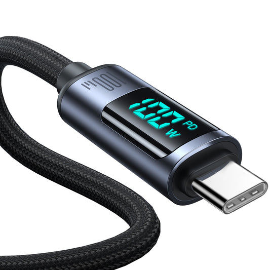 USB-C Data- en Oplaadkabel - USB-C Joyroom S-A16 Prism Display, 100W, 1.2m, Zwart