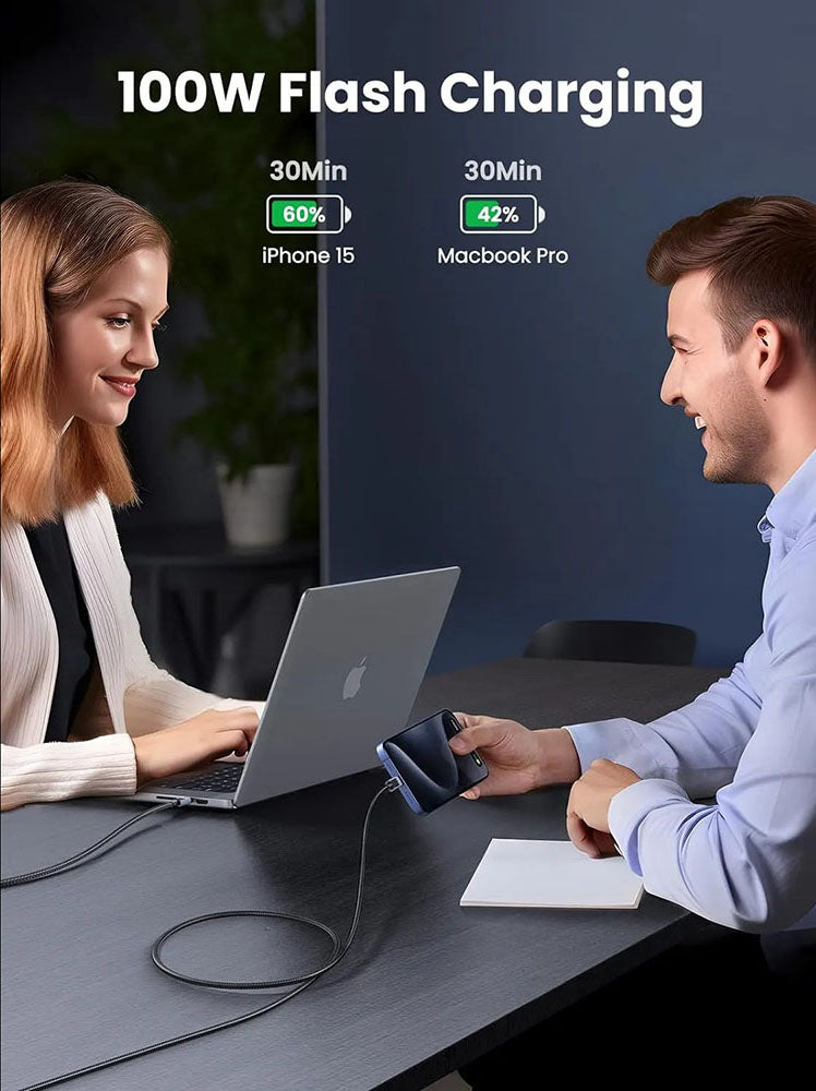 USB-C Data- en Oplaadkabel - USB-C UGREEN L512, 100W, 0.5m, Gri