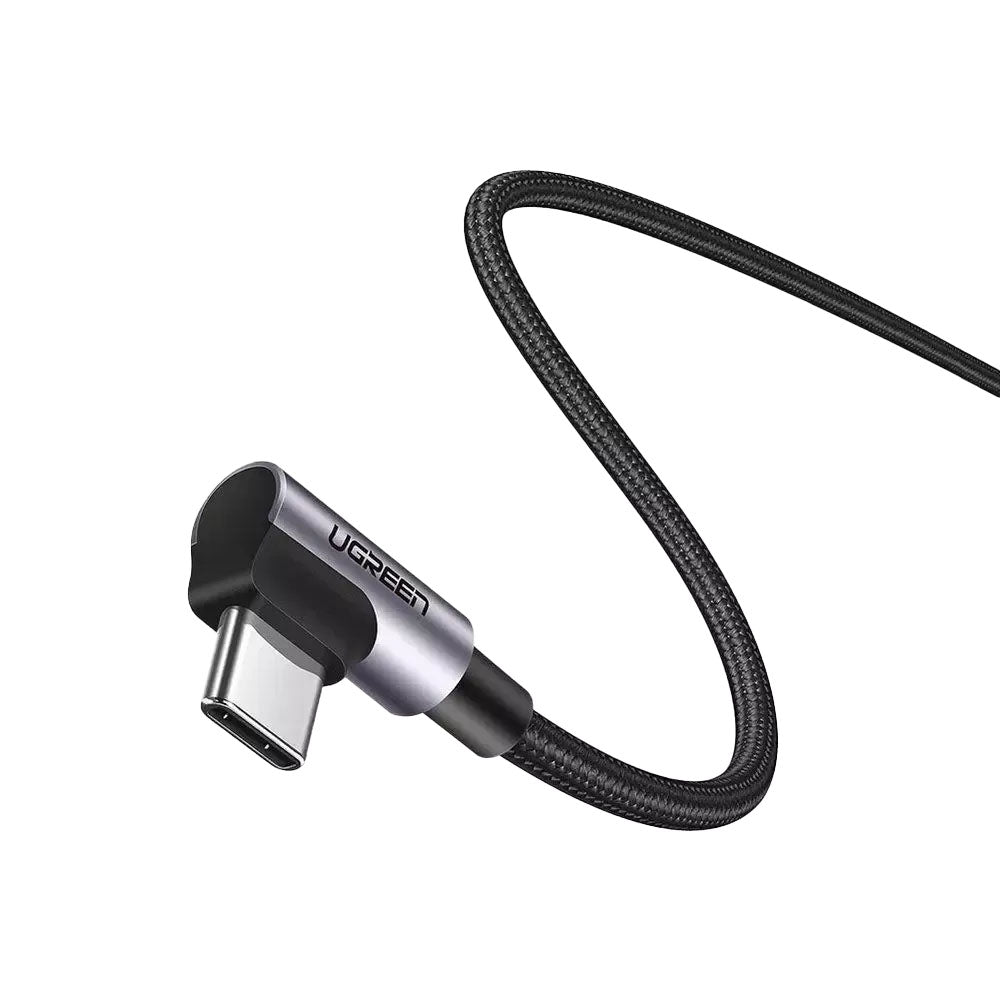 USB-C Data- en Oplaadkabel - USB-C UGREEN US335 Angled, 100W, 2m, Zwart