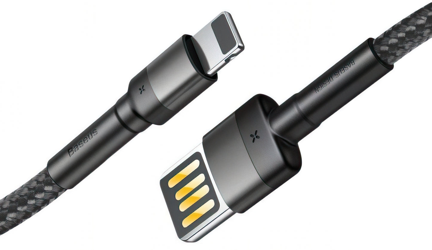 USB-A - Lightning Baseus Cafule Special Edition Data- en Oplaadkabel, 18W, 1m, Grijs CALKLF-GG1