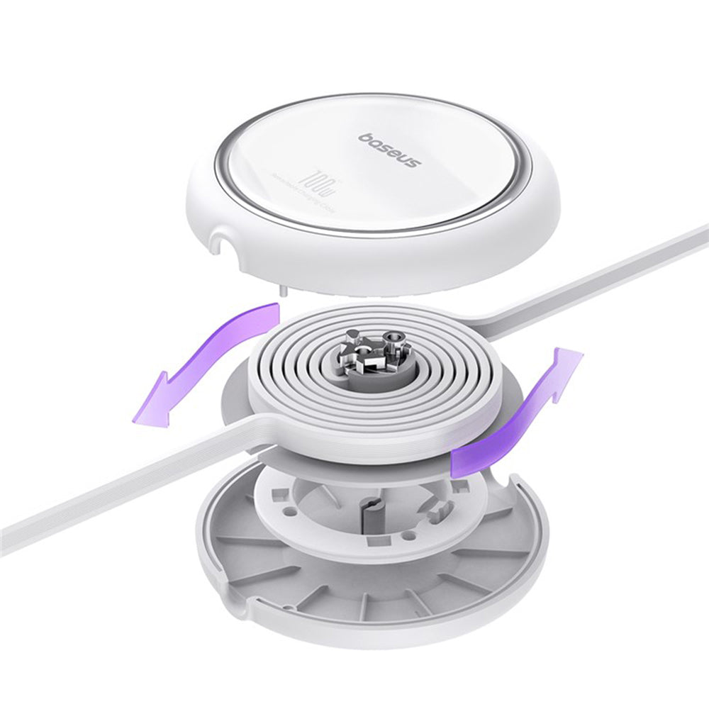 USB-C Data- en Oplaadkabel - USB-C Baseus Free2Draw Mini Retractable, 100W, 1m, Wit P10364500211-00