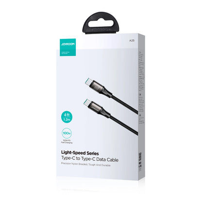 USB-C Data- en Oplaadkabel - USB-C Joyroom S-A25 Light-Speed, 100W, 1.2m, Zwart