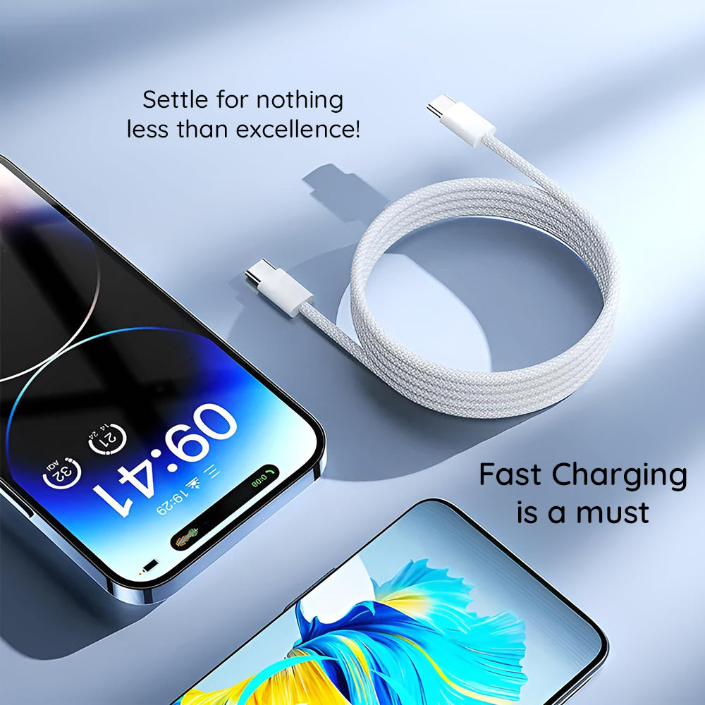 USB-C Data- en Oplaadkabel - USB-C Lito LD04CC, 60W, 2m, Wit