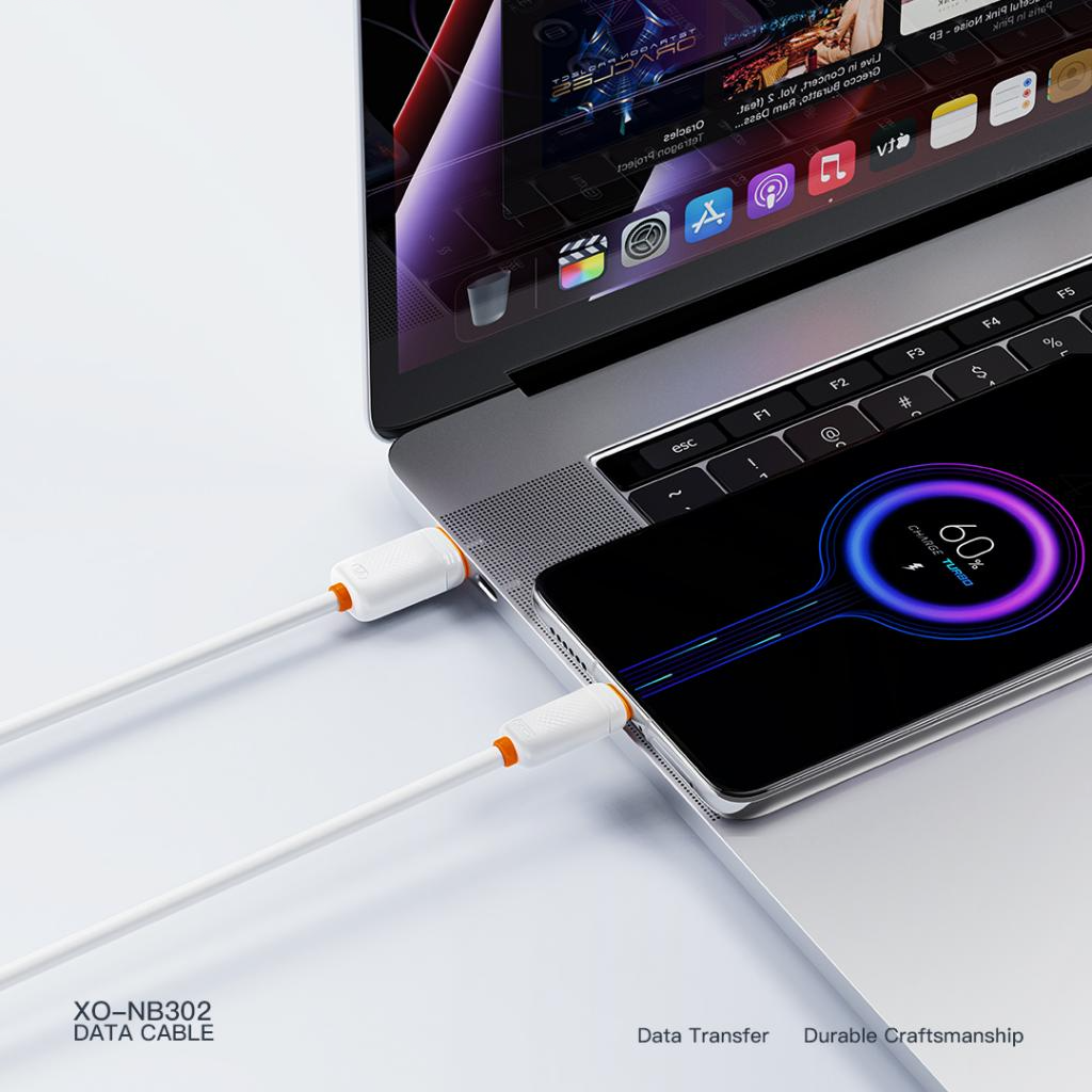 USB-A - Lightning Data en Oplaadkabel XO Design NB302, 18W, 1m, Wit