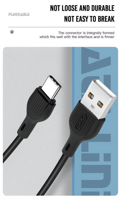 USB-A - USB-C Data- en Oplaadkabel XO Design NB200, 10W, 1m, Zwart